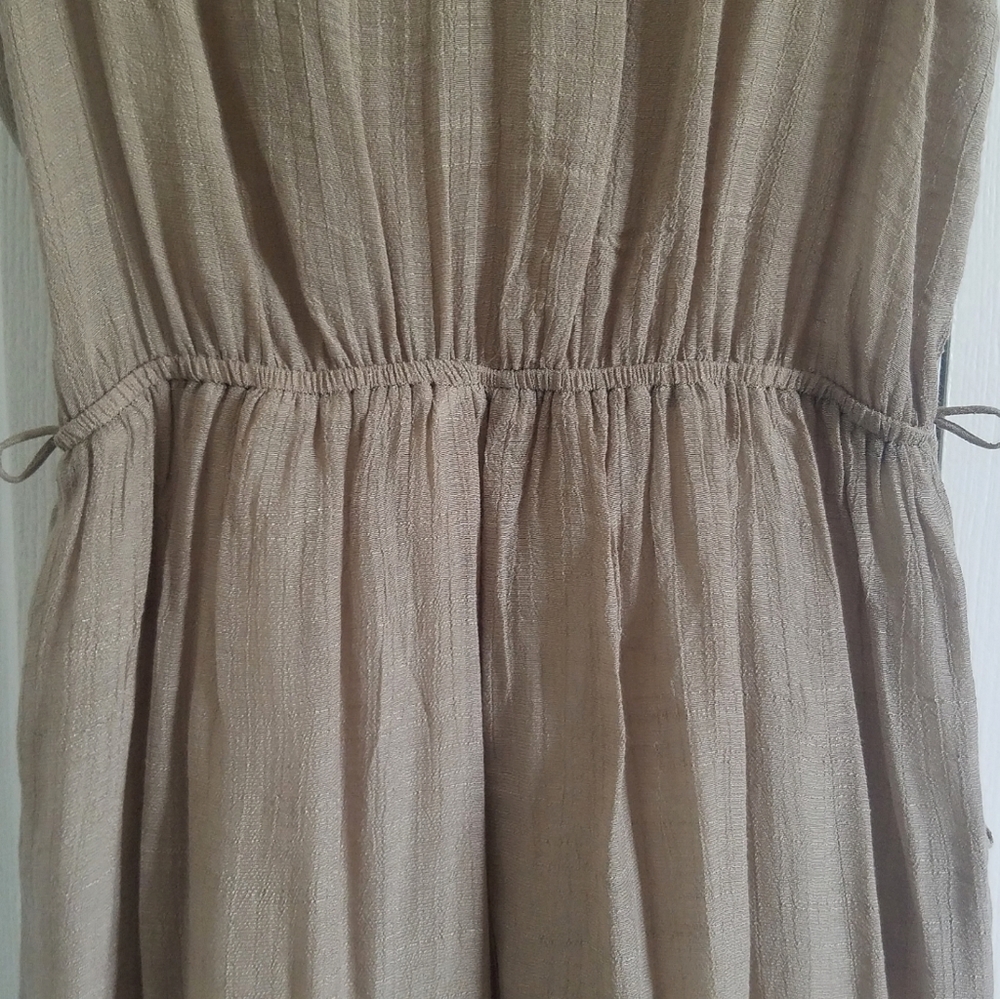 INNOVATION Taupe Gauze Crochet Collar Dress Small - Picture 10 of 11